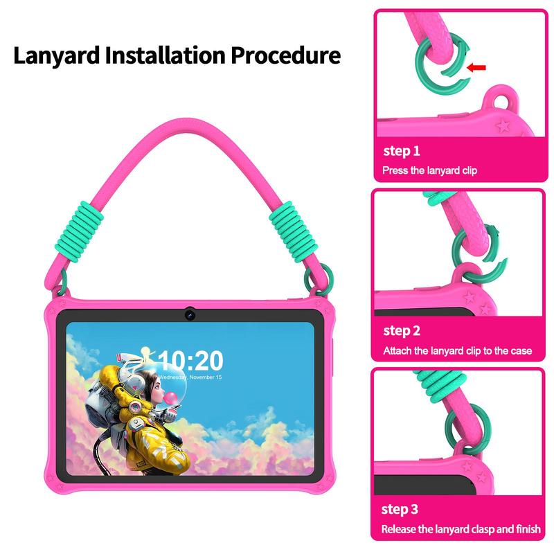 7 Inch Android 13 Tablet, 2G + 2G - memory expansion+32G ROM Tablet with Silicone Case for Home & School, Fashionable Educational Tablet with Lanyard for Boys & Girls, Tech Gadgets 2024, Birthday Gifts