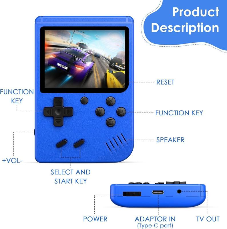 Handheld Game Console for Kids Adults, Game Boy Portable Retro Game Console with 400 Classic Arcade Video Games 3 Inch Color Screen Rechargeable  (Blue)