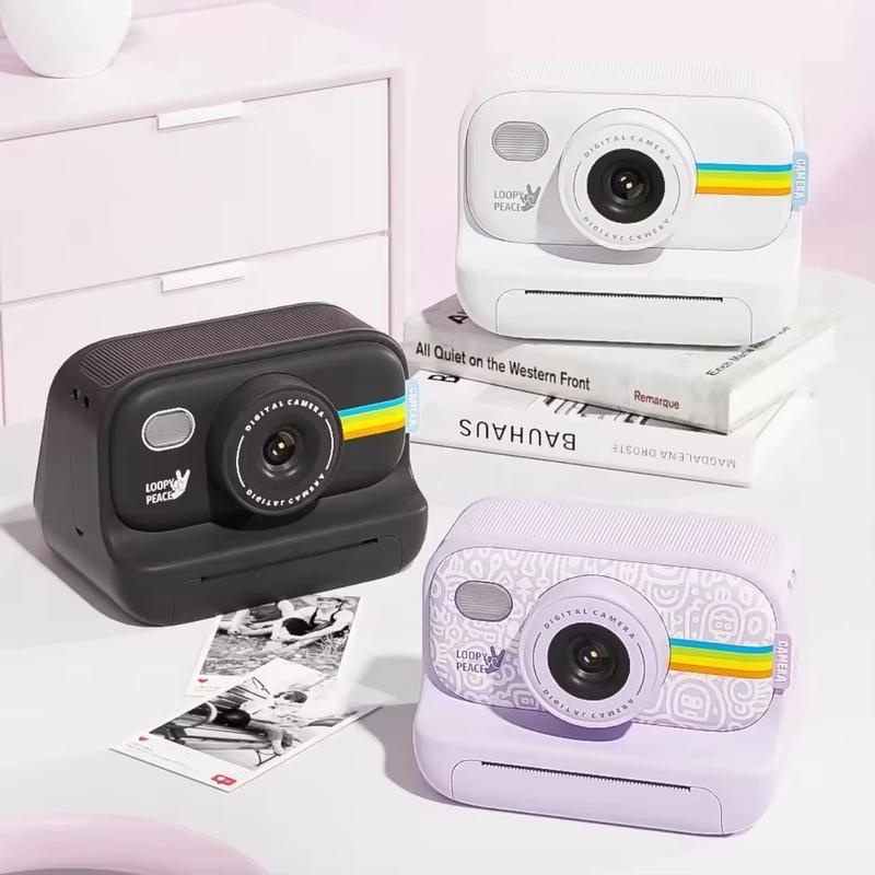 Instant Print Camera for Kids, Christmas Birthday Gifts for 4 5 6 7 8 9 10 11 12 Girls Boys, Digital HD Video Camera for Toddler, Creative Gifts for Girls 4-12 Age with 8GB SD Card-White  kid camera Button Memory toy