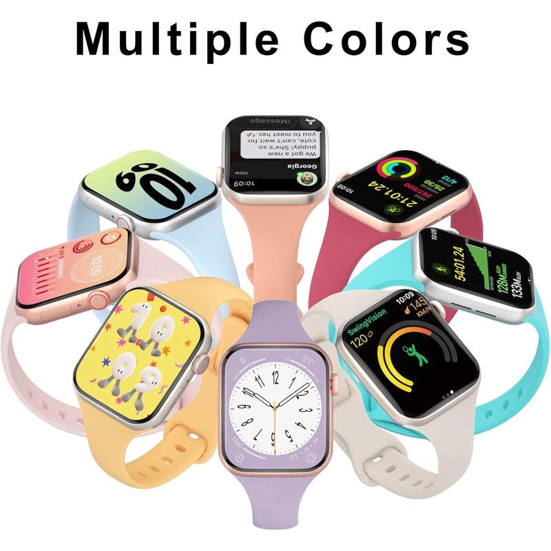 Fast Shipping- Sport Slim Silicone Bands Compatible for Apple Watch Band 38mm 42mm 40mm 44mm 41mm 45mm 49mm, Thin Soft Narrow Replacement Strap Wristband for iWatch Series 9 8 7 SE 6 5 4 3 2 1 Ultra Women Men Accessories Wearable Durable