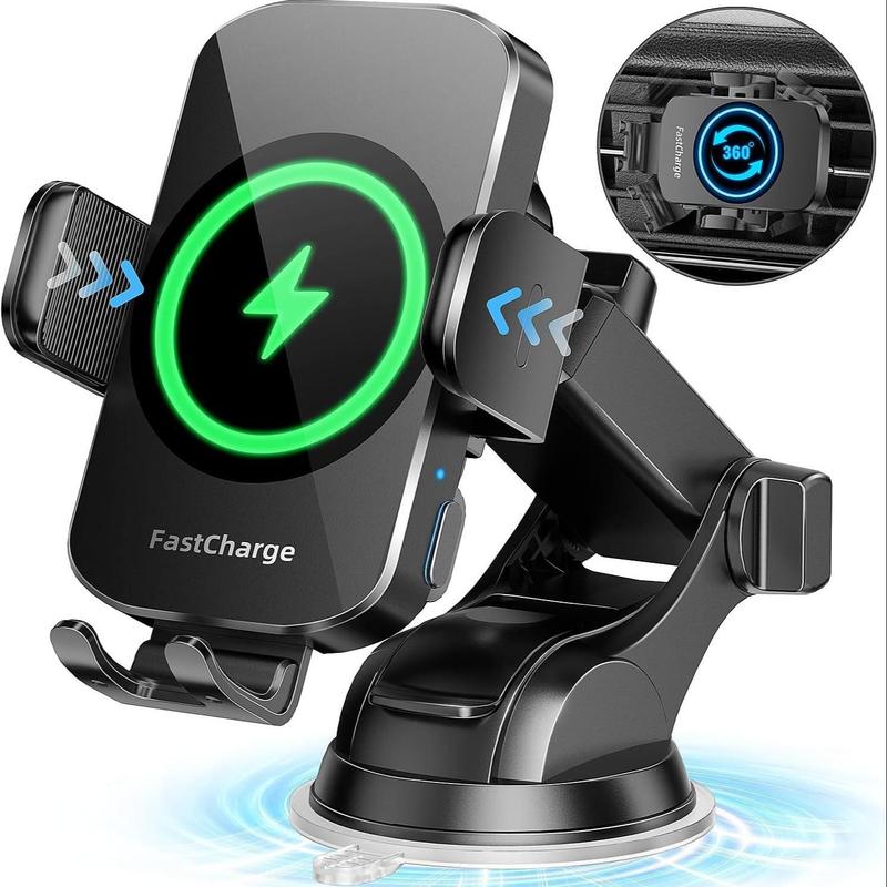 Car Phone Holder, Wireless Car Charger with Automatic Clamping Function, Auto Sensing Car Wireless Charger Phone Holder, Car Accessories for Travel