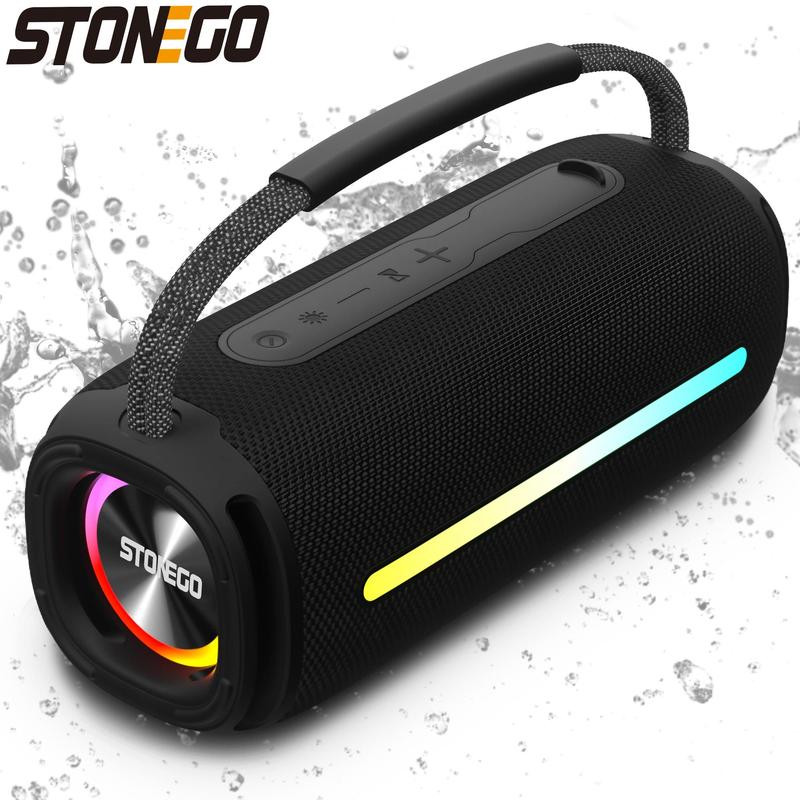 STONEGO Portable Wireless Speaker, Rechargeable 3000mAh Waterproof Wireless Speaker with FM Mode, Stereo Sound Speaker for Home, Travel, Camping