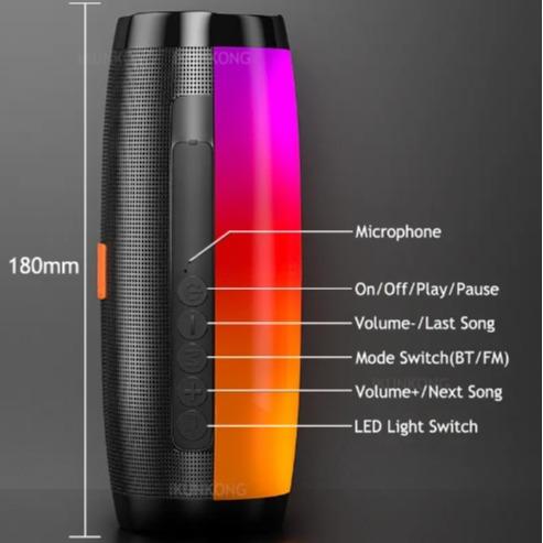 TG157 blue tooth Column Box desktop table speaker Waterproof Portable Outdoor super Bass loud Speakers With LED