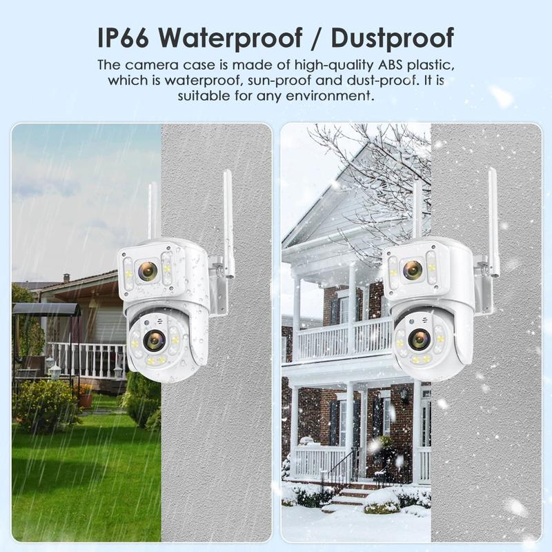 8MP 4K WiFi Surveillance Cameras Dual Lens PTZ Security Camera Outdoor Waterproof Smart Dual Screen Multiple Views Human Detect