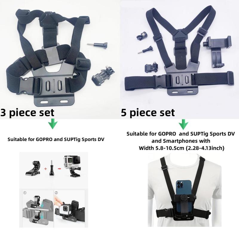 1 Set Sports Camera Chest Strap, Adjustable Sports Camera Chest Strap Mount Compatible With GoPro & SUPTig Sports DV, Sports Camera Accessories For Outdoor Cycling Climbing