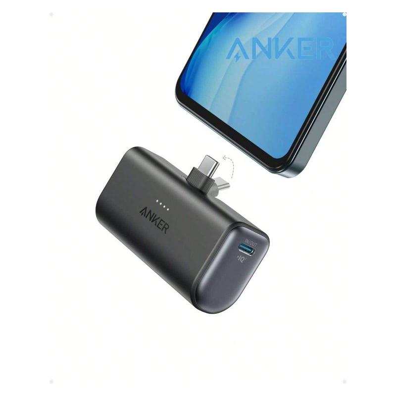 2024anker Anker Nano Power Bank With Built-In Foldable USB-C Connector, 5000mAh Portable Charger 22.5W, For IPhone 15 15 Plus 15 Pro 15 Pro Max, Samsung S22 23 Series, Huawei, IPad Pro Air, AirPods, And More