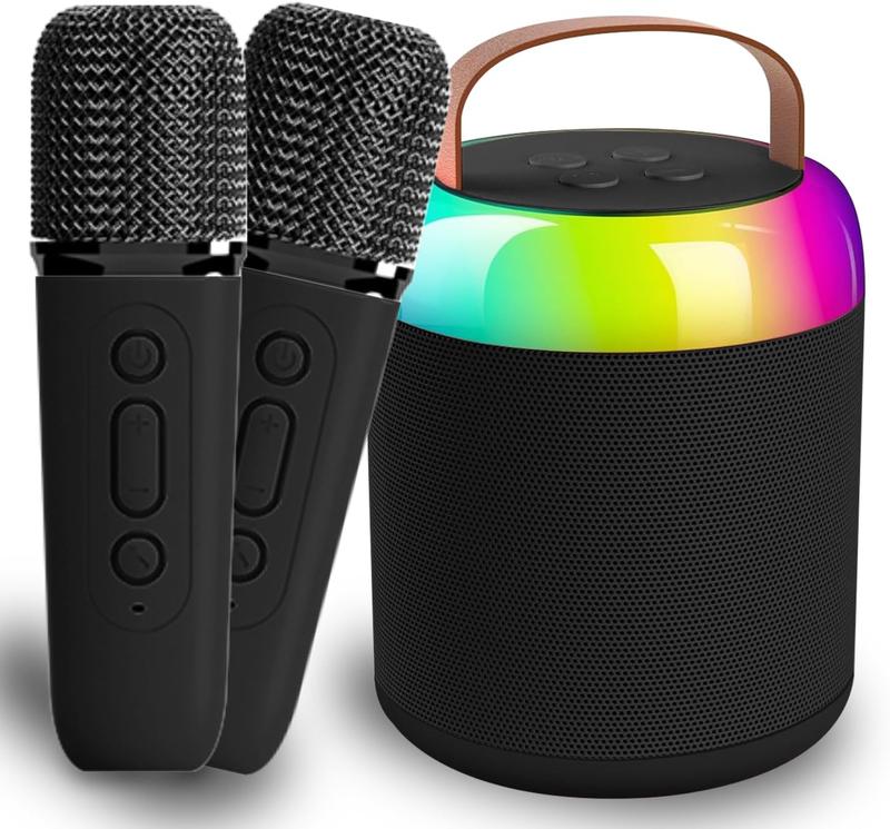 Karaoke Machine for , Mini Portable  Karaoke Speaker with 2  Mics and LED Lights for  Adults, Christmas Birthday Gifts Toys for Girls Boys Family Home Party