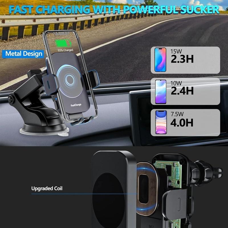 Car Phone Holder, Wireless Car Charger with Automatic Clamping Function, Auto Sensing Car Wireless Charger Phone Holder, Car Accessories for Travel