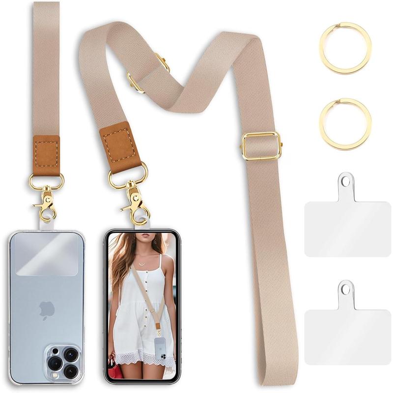 Phone Lanyard Cross Phone Strap, Beige Cell Phone Lanyards for around the  Wristlet Wrist Strap, Solid Color Adjustable Lanyard Keys Case Phone Accessories Travel