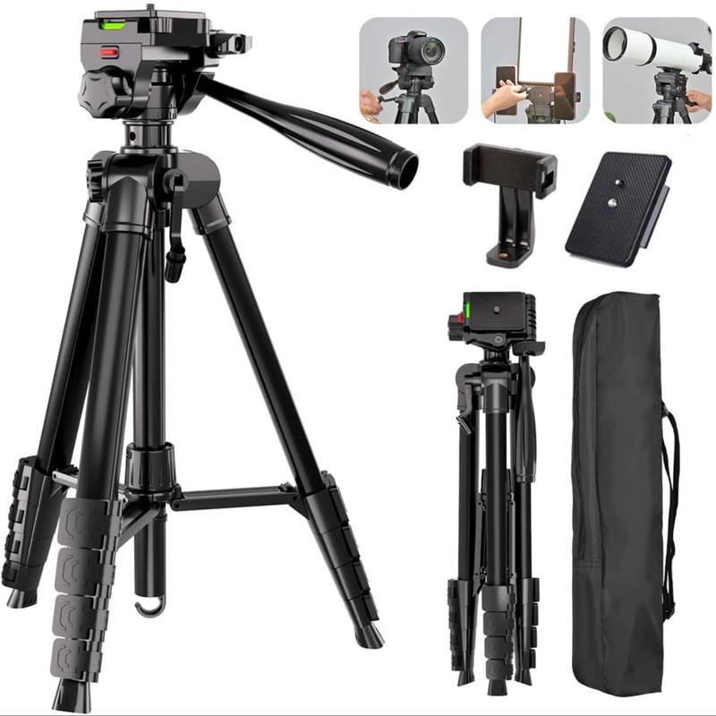 Professional Camera Tripod, Camera Tripod with Phone Holder, Portable Tripod for Photography & Video Recording, Camera Accessories