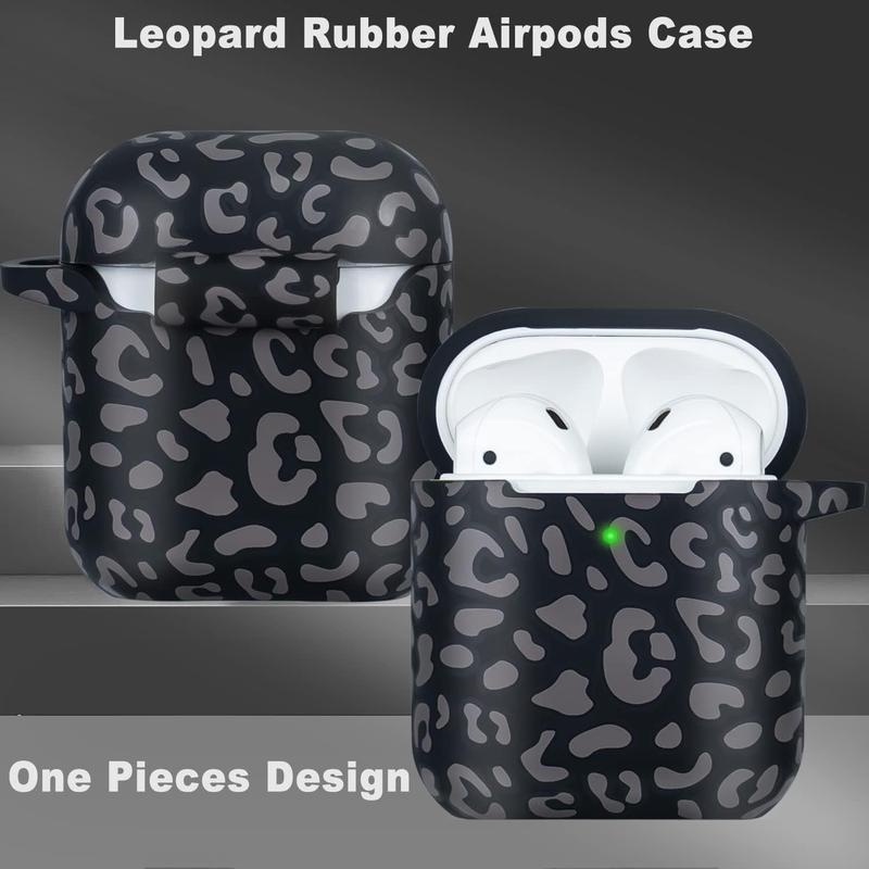 Silicone Case for Airpods,Soft Case Cover Flexible for Airpods 2nd 1st Generation Floral Print Cover for Women Girls with Keychain - Gray Leopard Cheetah