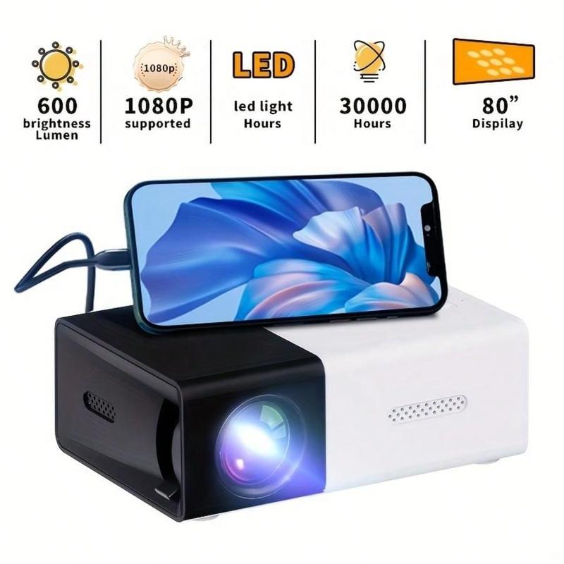 YG300 HD Mini Projector With HDMI-Compatible, USB And SD Memory-Enhance Your Movie, TV And Game Experience, With Stand, Suitable For Outdoor Camping  Drive-In  Home Theater Projector