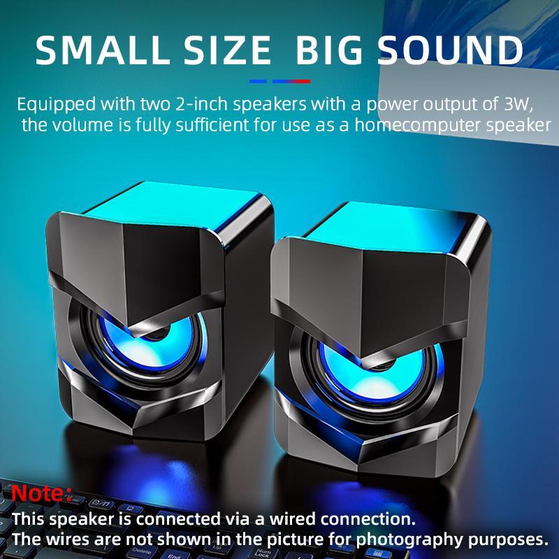 USB Powered Desktop Computer Speaker, 1 Pair Wired Computer Speaker with 3.5mm Audio Interface, Universal Computer Speaker for MP3 MP4 Game Console, Mini Small Speaker for Home Office