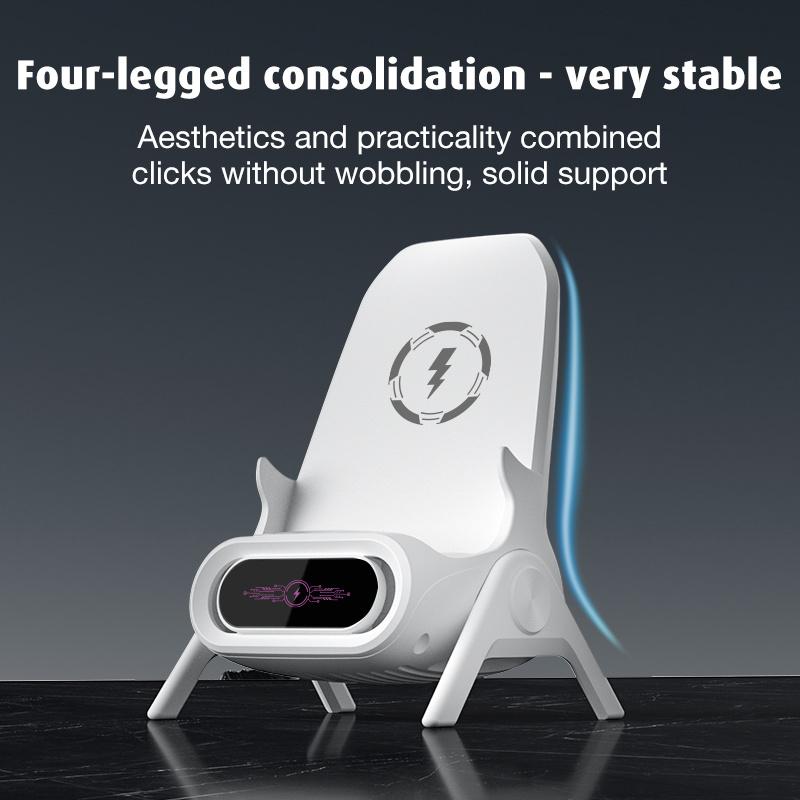 Wireless Charger iPhone Mini Chair Wireless Fast Charging Multi-function Mobile Phone Holder, Amplifier Function Desktop Holder Cute Creative Christmas Gift Desktop Mobile Phone Holder Charging Cellphone