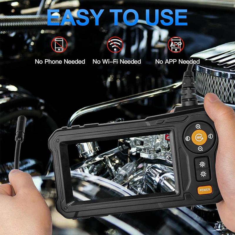 4.3 Inch LCD Screen Car Inspection Camera, Waterproof Endoscope Camera with 8 Adjustable LED Lights, HD 1080P Endoscope Camera with Semi-rigid Cable