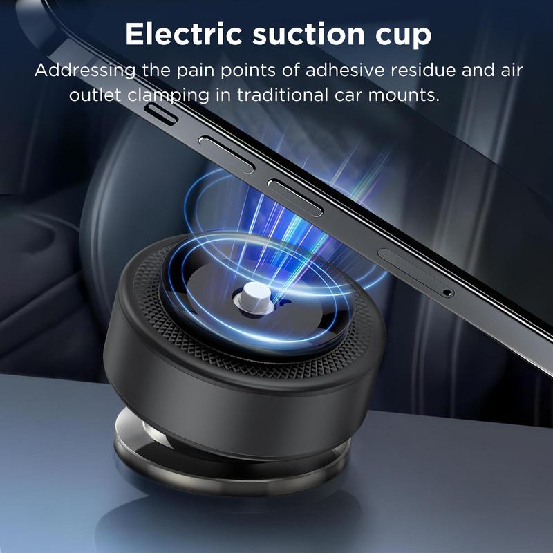 360 Rotating Car Magnetic Phone Holder, Magnetic Cell Phone Holder, 360° Portable Electric Vacuum Magnetic Car Phone Holder for iPhone Android and All Smartphones