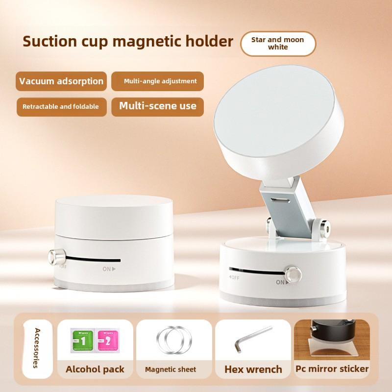 Vacuum Magnetic Phone Holder – Strong Suction, Foldable, Portable, Perfect for Car and Desk Use