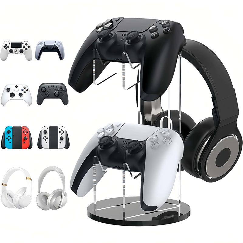 Acrylic Headphone Game Controller Holder Display Stand, Desktop Storage Bracket for PS4 5 Controller & Headphone, Console Accessories