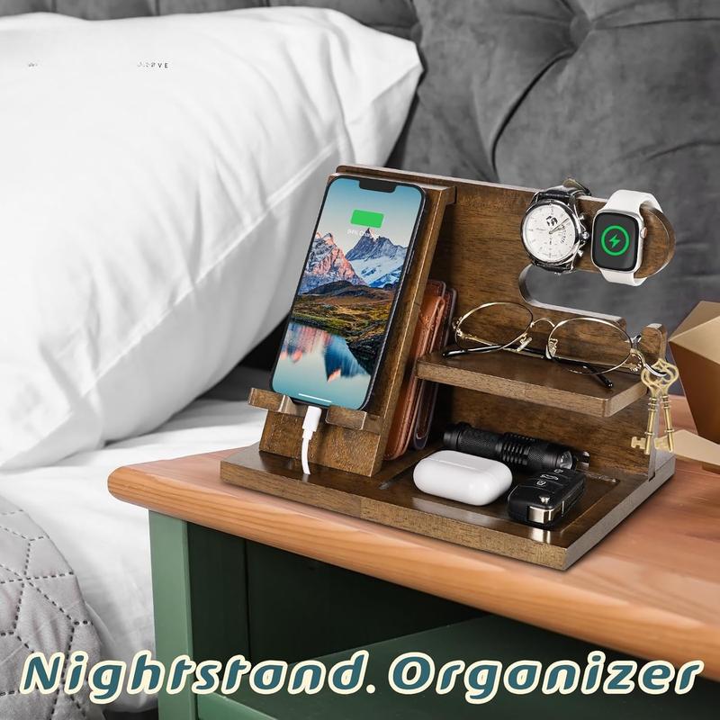 Gifts for Men Him Husband Christmas Xmas from Wife,  Phone Docking Station Nightstand Organizer, Birthday Gifts for Him Anniversary, for Dad Boyfriend from Daughter Girlfriend