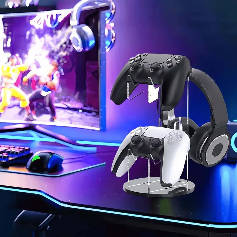 Acrylic Headphone Game Controller Holder Display Stand, Desktop Storage Bracket for PS4 5 Controller & Headphone, Console Accessories