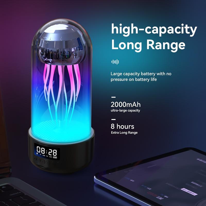 Portable Wireless Speaker, USB Rechargeable Speaker with LED Light, Creative Colorful Light Speaker with Digital Display for Home Office