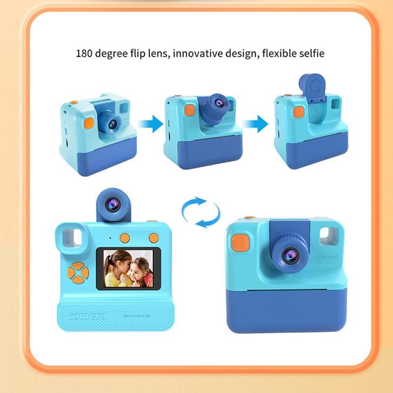 KGG Instant Camera, 1 Count Rechargeable Instant Camera with Thermal Papers & 32GB SD Card & Lanyard, Perfect Gift for Girls Boys Student