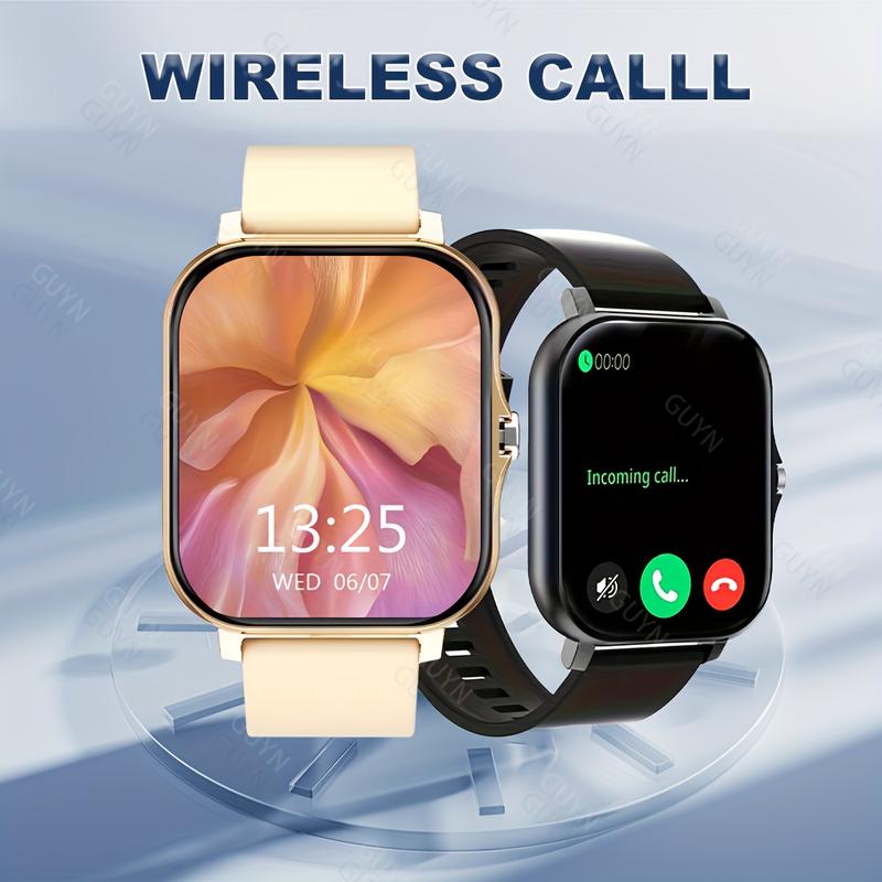 Smart Watch with Wireless Call Function, USB Charging, Working Voltage ≤ 36V, Rechargeable Lithium Polymer Battery, Multiple Sport Mode, Remind of Long-Time Sitting, Weather Forecast, Message Notification, Ultra-Thin Frameless Design, compatible with Andr