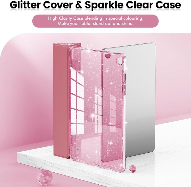 Case for Galaxy Tab A9 Plus 5G, Glitter Cover with Sparkly Clear  for  Galaxy Tablet A9+ A9 Plus 11 Inch 2023 Model (SM-X210 X216 X218)[Auto Wake Sleep] for Girls  Pink