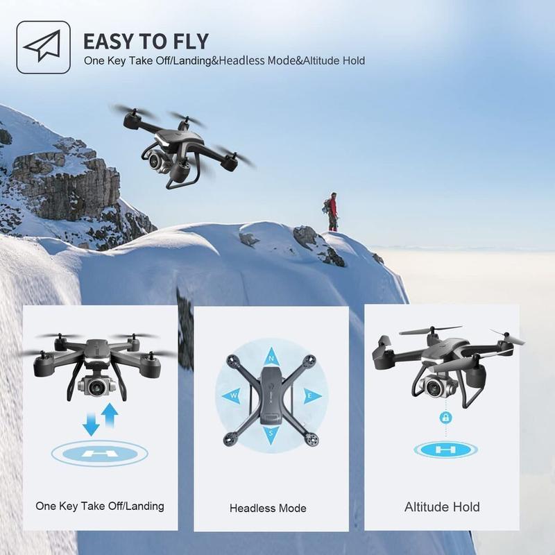 4DRC V14 RC Drone WIFI FPV 4K HD Wide Angle Dual Camera Quadcopter Portable With Bag ,2 Batteries Drone For Beginner,Headless Mode,Gesture Photo