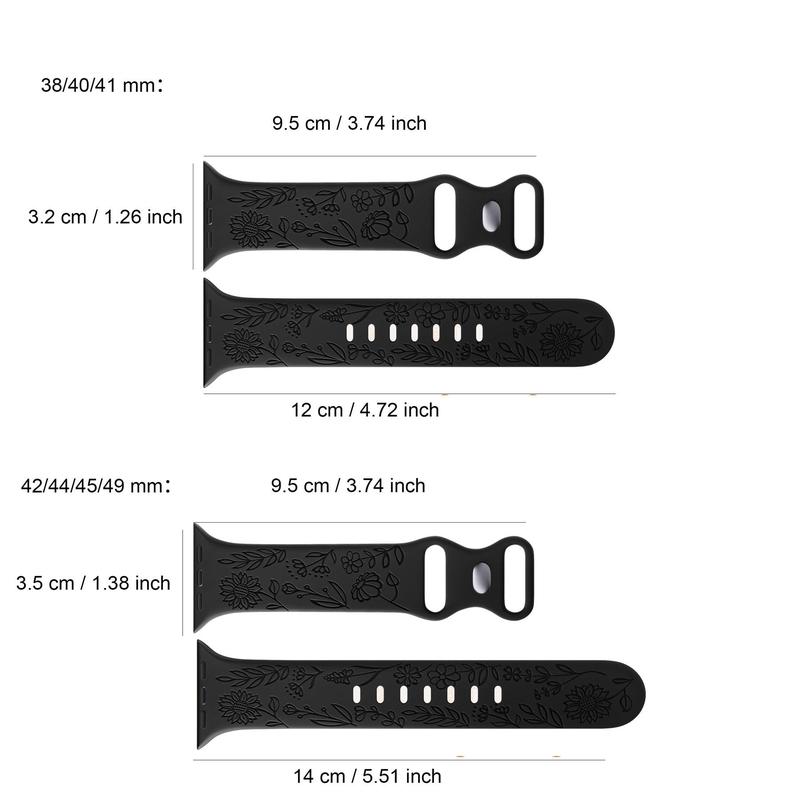 Flower Pattern Silicone Sport Watch Band Kit (Only Band), Stylish Smart Watch Replacement Watchband Compatible With iWatch Series 38mm 40mm 41mm 42mm 44mm 45mm 49mm