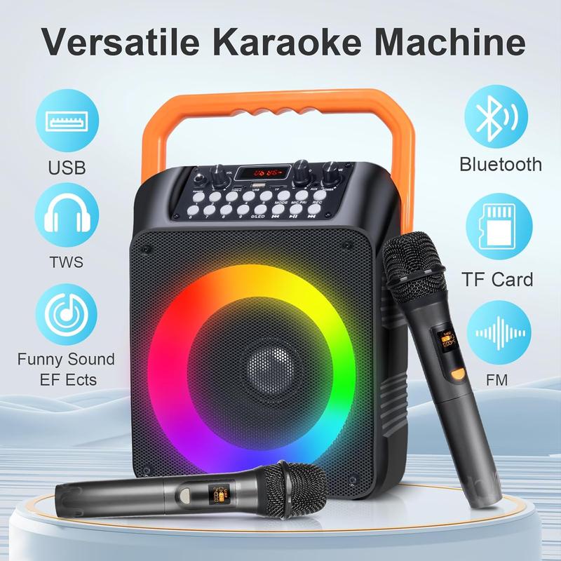 Karaoke Machine,Karaoke Machine for Adults with 2  Microphones 6.5IN Speaker PA System with Remote Control LED Light Remote Control,Portable  Karaoke Speaker Supports TWS REC AUX USB