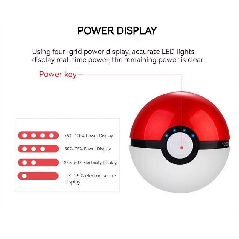 1 pack Animes Pokeball Power Bank ,Pokemon Ball Power Supply Mobile Cartoon Large-capacity Pocket Ball 12000 Mah Power Bank Anime Kawaii Pikachu Toys Birthday Gift