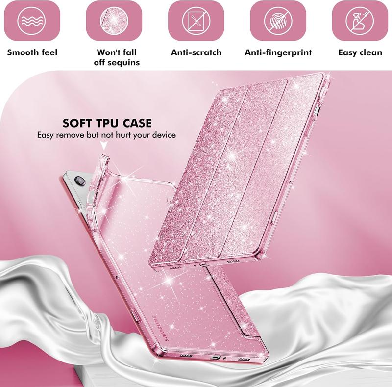 Case for Galaxy Tab A9 Plus 5G, Glitter Cover with Sparkly Clear  for  Galaxy Tablet A9+ A9 Plus 11 Inch 2023 Model (SM-X210 X216 X218)[Auto Wake Sleep] for Girls  Pink