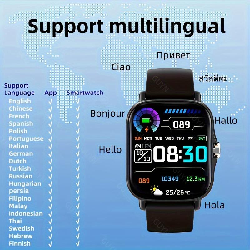 Smart Watch with Wireless Call Function, USB Charging, Working Voltage ≤ 36V, Rechargeable Lithium Polymer Battery, Multiple Sport Mode, Remind of Long-Time Sitting, Weather Forecast, Message Notification, Ultra-Thin Frameless Design, compatible with Andr