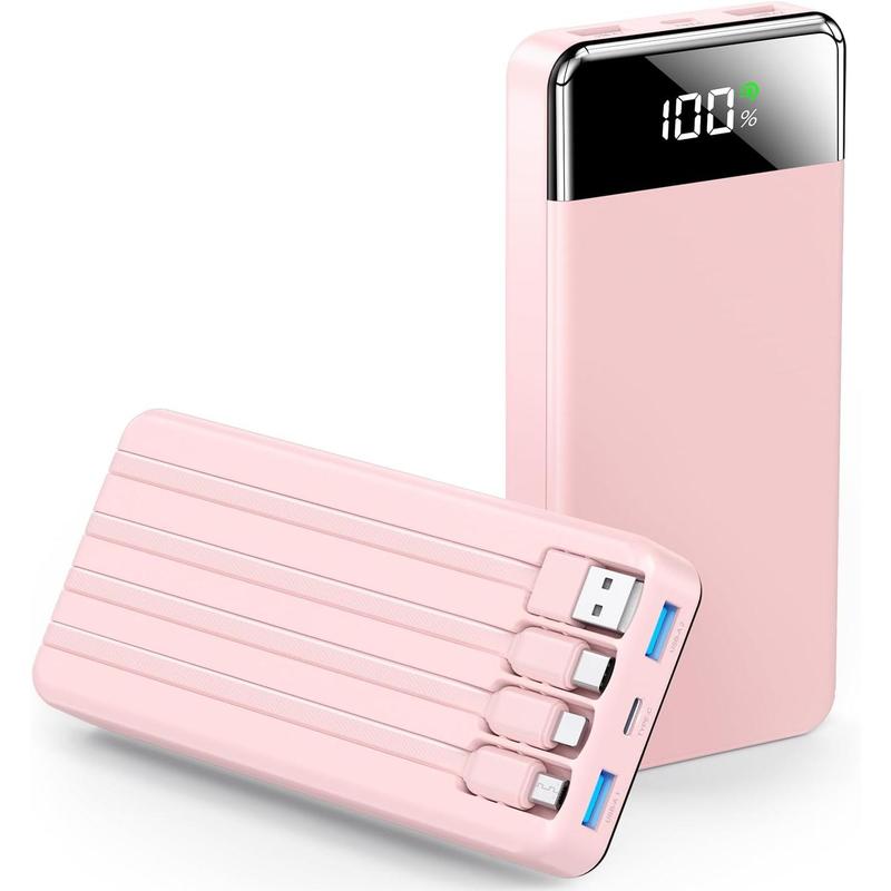 Portable Charger 35000mAh Power Bank - Portable Battery with 4 Built in Cables, 22.5W Fast Charging Battery Pack Compatible Compact Digital