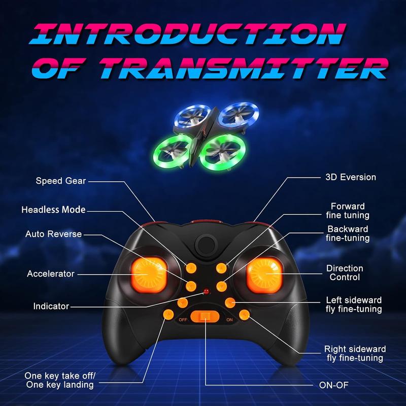 Mini Drone for Kids, LED RC Drone, Remote Control RC Quadcopter, with 360° 3D Eversion and Throwing Flight Function, Gift Toys for Boys & Girls