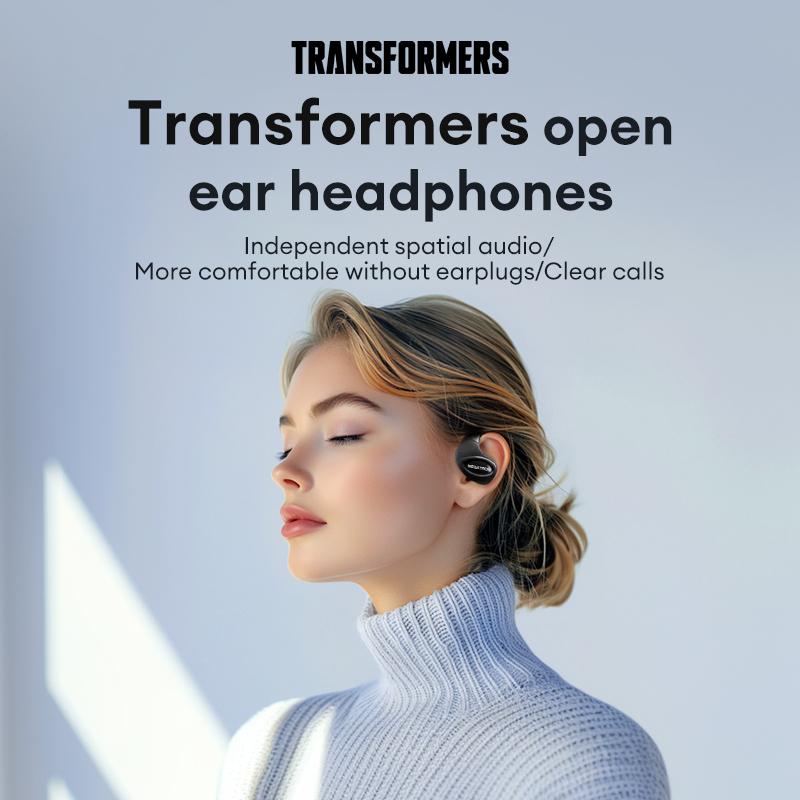 Transformers TF-T63 AI Translation Headset Supports real-time Bluetooth translation in 75 languages 5.4 OWS Waterproof Sport Headsets Noise Reduction Headphones With Mic Earbuds，High-resolution sound quality