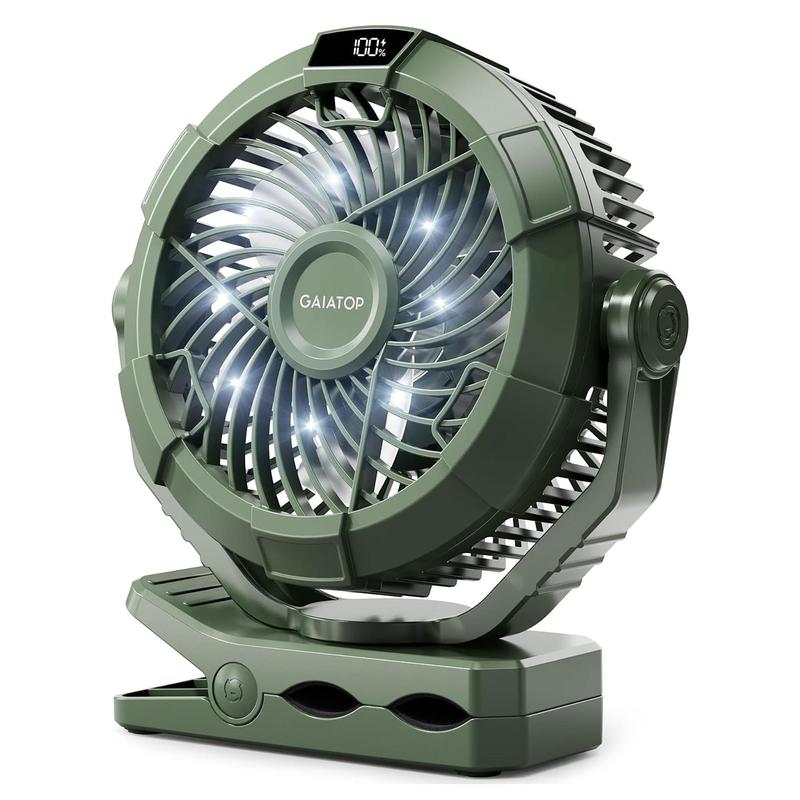 Gaiatop Clip-on Camping Fan, 3-Speed LED Display Fan with Hook, Portable Fan for Indoor or Outdoor Travel