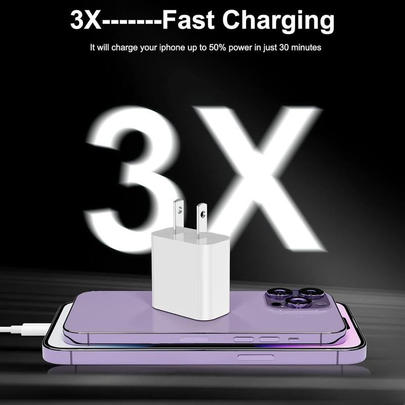 Fast Charger for IPhone [MFi Certified], 3 Pack 20W USB C Fast Charging Block with 3pcs 6FT USB C To Lightning Cable for IPhone 14 14 Pro 14Pro Max 13 13 Pro 12 12 Pro 12 Pro Max 11 SE XR X