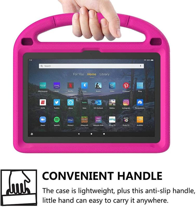 Fire HD 10 & HD 10 Plus Tablet Case for (13th 11th Generation, 2023 2021 Release) -  Lightweight Shockproof -Proof Cover with Handle Stand for Kindle Fire HD 10  Tablet - Pink