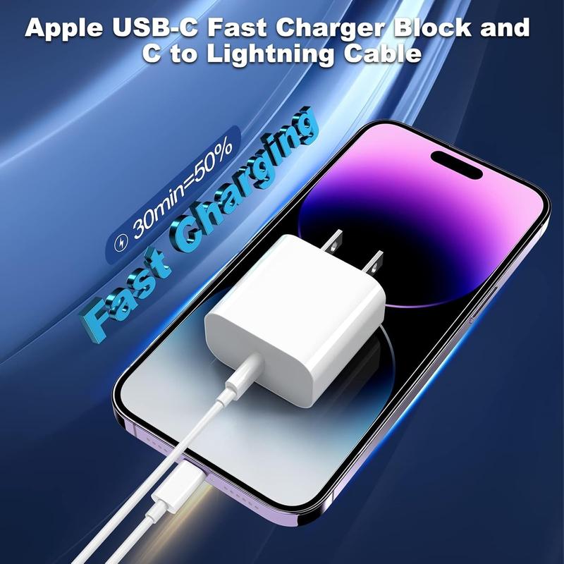 Fast Charger for IPhone [MFi Certified], 3 Pack 20W USB C Fast Charging Block with 3pcs 6FT USB C To Lightning Cable for IPhone 14 14 Pro 14Pro Max 13 13 Pro 12 12 Pro 12 Pro Max 11 SE XR X