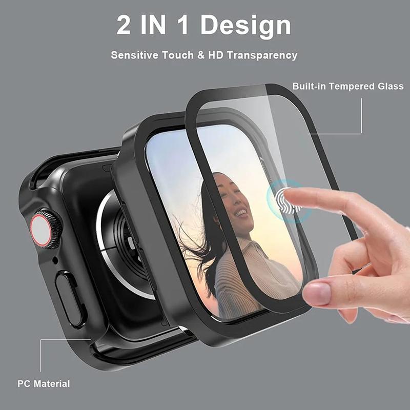 Waterproof Anti-fall Watch Case, 1 Count PC Case with Screen Protector, Smart Watch Protective Cover, Wearable Accessories Compatible with Apple Watch