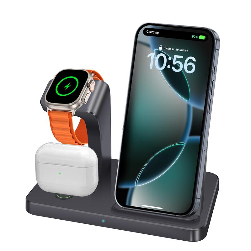 3 in 1 Charging Station, Wireless Charging Stand, Multifunctional Fast Charging Station For iPhone 16 15 14 13 12 11 Pro Apple Watch, airpods pro