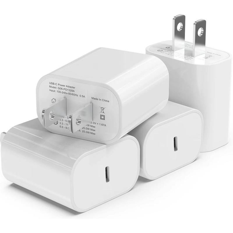 4Pack USB C Charger Block 20W, for Phone Fast Charger Wall Charger with PD 3.0, Compact Type C Power Adapter for Phone 16 15 14, Galaxy, Pixel, AirPods Pro