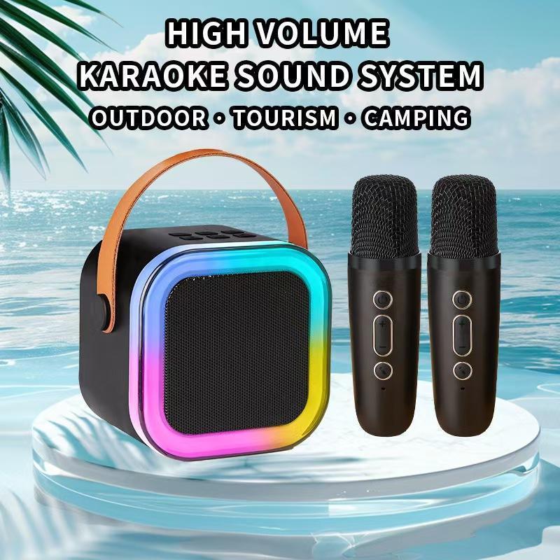 2025 Fall Portable Wireless Karaoke Speaker with Microphone, HIFI Stereo Sound Subwoofers, KTV Speaker Subwoofer with RGB Colorful LED Lights, Karaoke Machine Sound System for Outdoor Sports Travel, Audio Device, Room Accessories