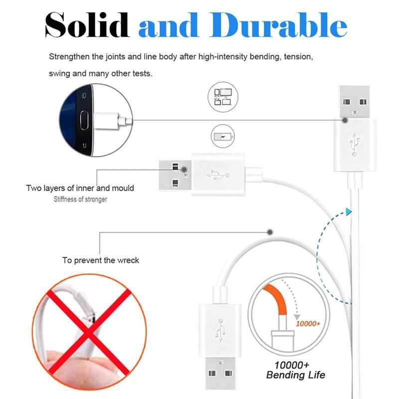 USB Port Fast Charge Data Cable, Micro USB Cable for Home Security Camera and Android Mobile Phone Tablets, 5V 2.4A, Data Transfer and Quickly Charging