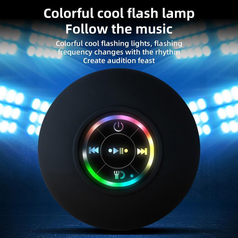 Mini Portable Wireless Speaker, Rechargeable Waterproof Speaker with LED Light, Portable Bluetooth-compatible Speaker for Beach, Shower & Home,Halloween Christmas Gifts