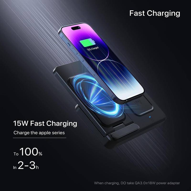 3 in 1 Wireless Charger, 15W Max Wireless Charging Station, Fast Wireless Charger Stand for iPhone iWatch AirPods