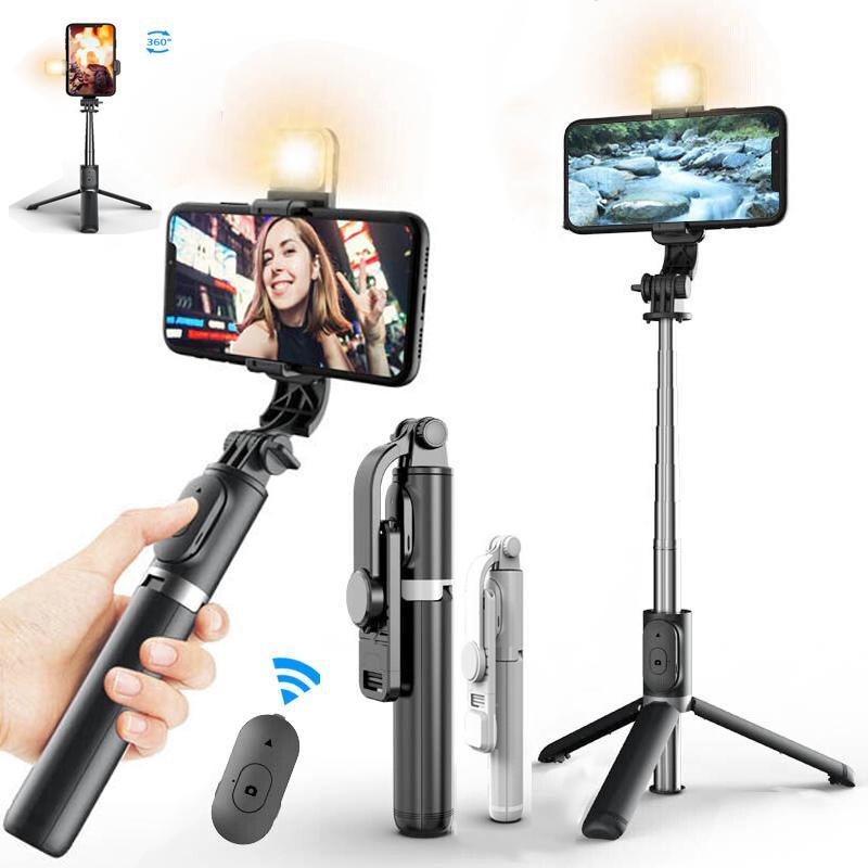 Upgraded Selfie Stick Tripod Portable Rotating Phone Stand Holder,Wireless Bluetooth Remote ,Stainless Steel,3 Light Modes for iPhone for Android Phone for Selfie Video Recording Photo Live Stream Vlog