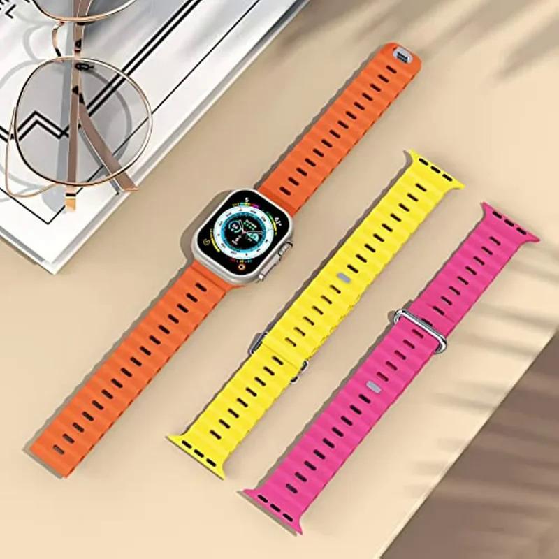 Silicone strap For Apple watch Ultra 9 8 7 45mm 41mm Sport Breathable replacement wristband For iwatch 6 5 4 3 SE 44mm 40mm 42mm Wearable